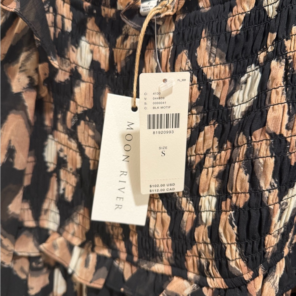 Moon River Square Neck Long Sleeve Smocked Maxi Small NWT- Anthropologie NWT - Picture 6 of 7